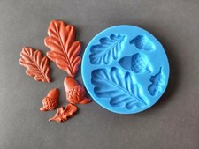 Stampo in silicone per foglie di quercia e ghianda, stampo per fondente/resina/cioccolato/argilla