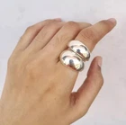 Set Of 2 Band Stacking Ring 925 Silver Dome Ring Statement Ring Woman Gift Ring