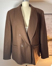 Pendleton Brown 100 Virgin Wool Button Double Breasted Blazer Size 18