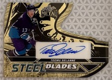 2025 Leaf Metal Hockey Teemu Selanne #SB-TS2 Steel Blades Gold Autograph 1/1