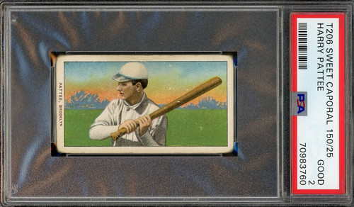 1909-11 T206 Harry Pattee Sweet Caporal 150 Factory No 25 Back RC PSA 2 CENTERED