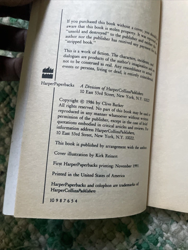 The Hellbound Heart Clive Barker 1986 paperback Foto 3 de 3