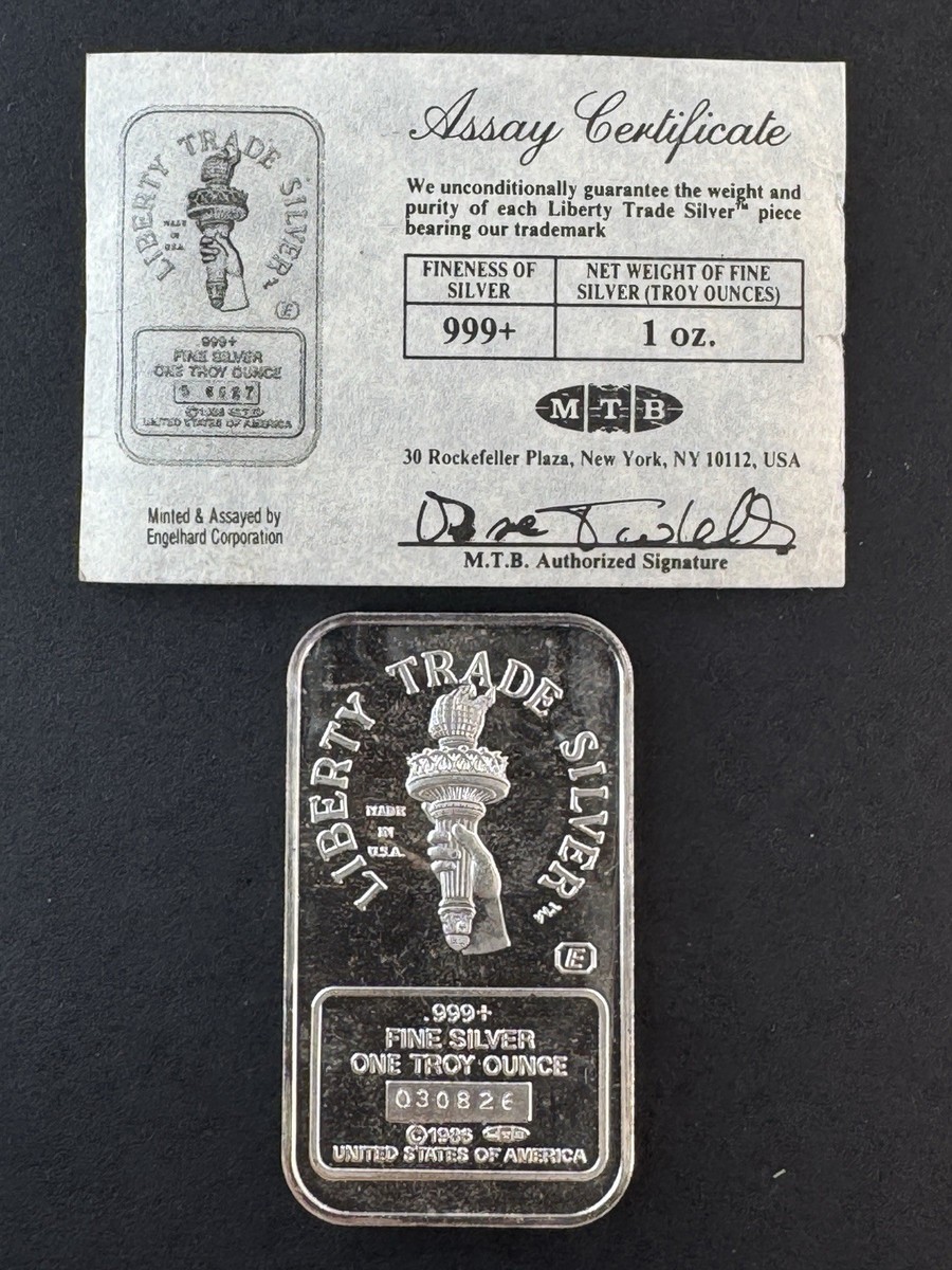 Vintage 1986 MTB / Englehard Statue of Liberty 1oz .999 Fine