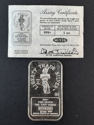 Vintage 1986 MTB / Englehard Statue of Liberty 1oz .999 Fine