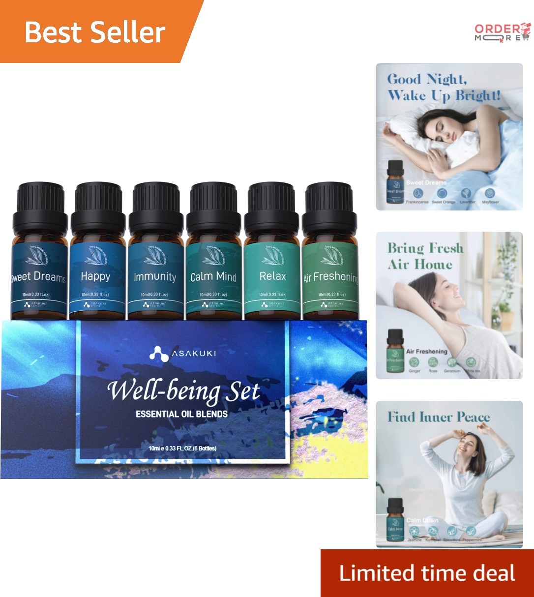 Blends 6x10ml Well-being Diffuser Aromatherapy Kit For Home