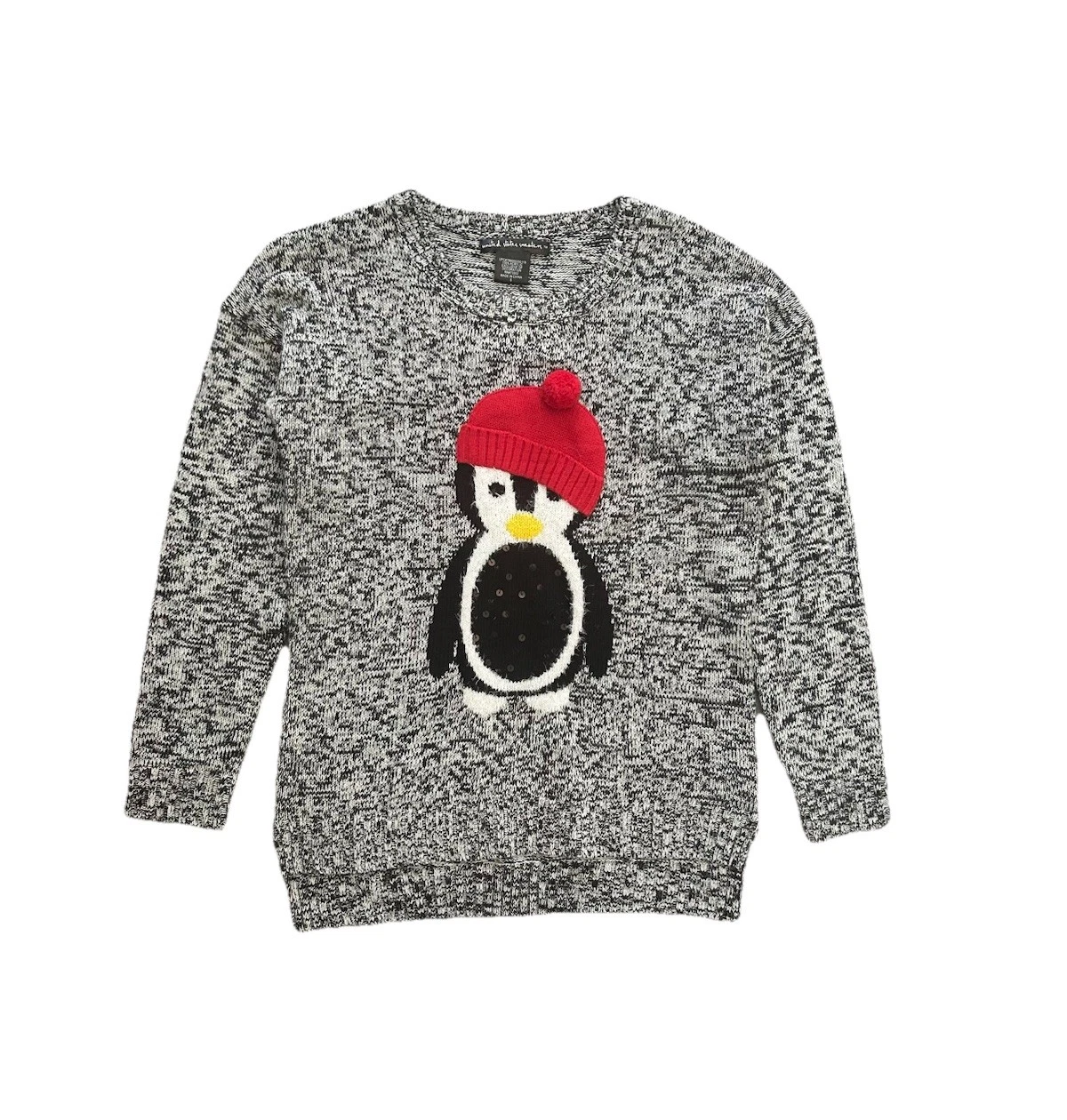 United States Sweaters Holiday Penguin Hat Ugly Christmas Sweater Gray Size S