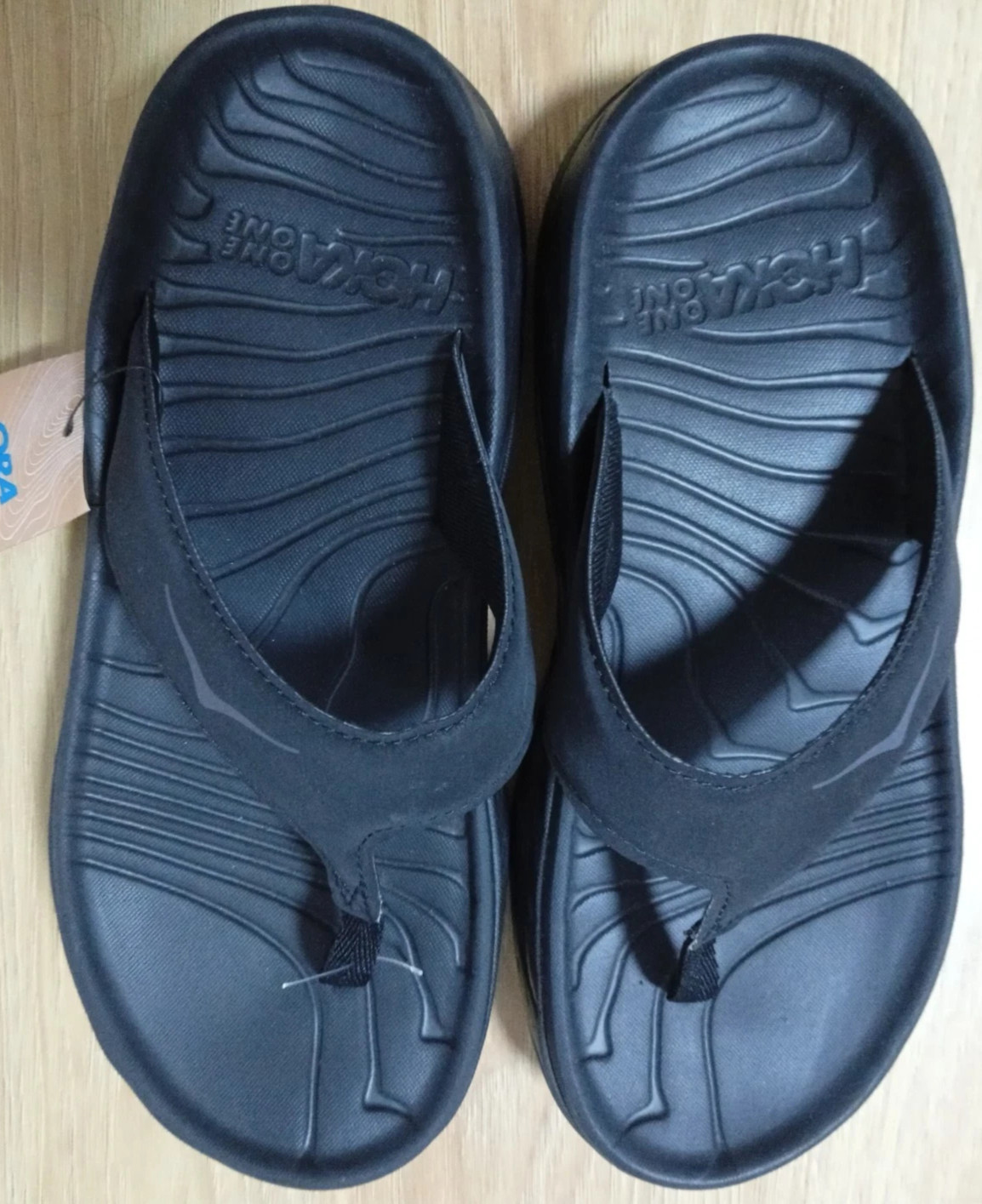 Hoka Ora Recovery Flip Flops Thongs Slides Black Tags US Women 8