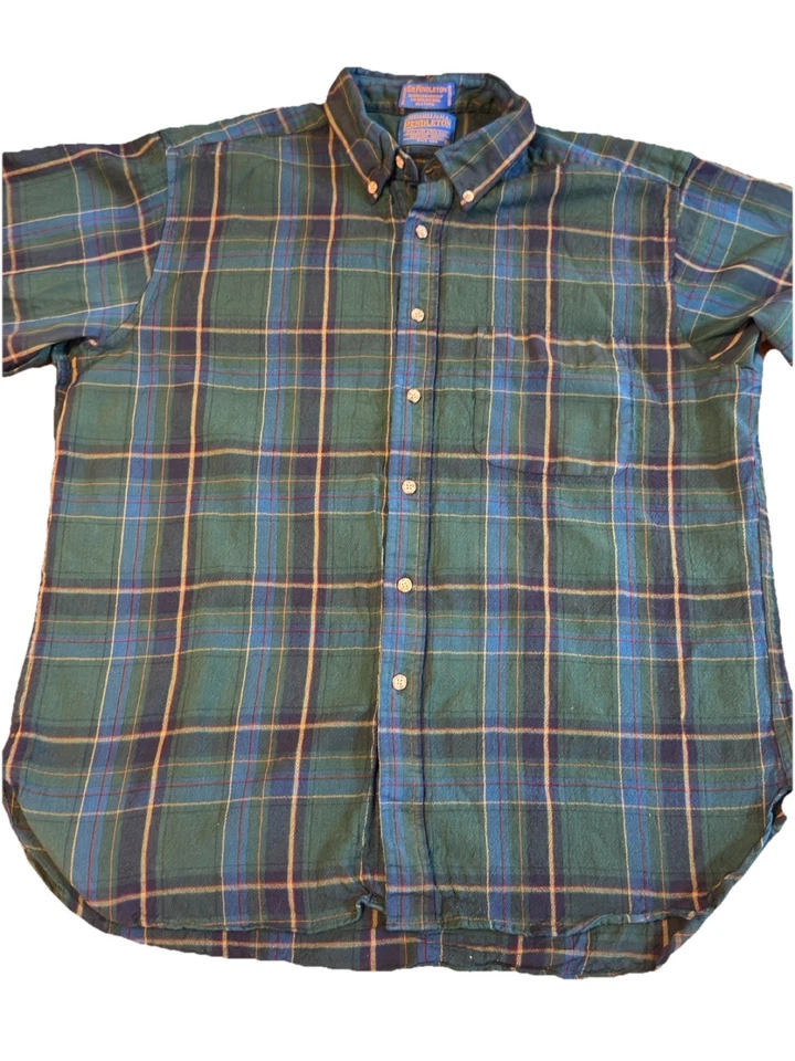 Vintage Pendleton Men’s Wool Button-Up Shirt XL Long Sleeve Green Striped - Image 3 of 4