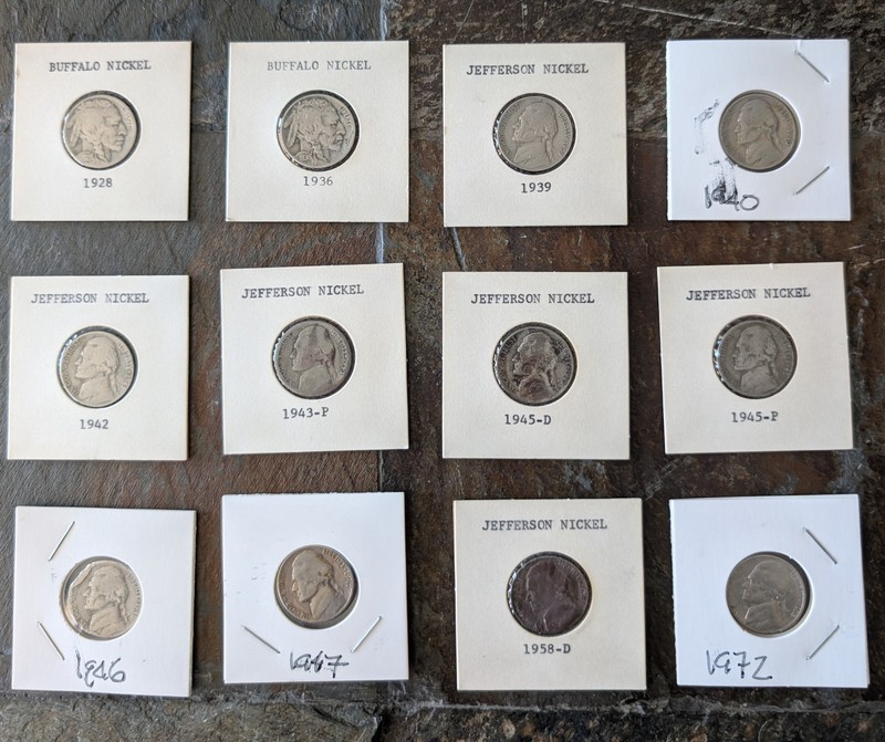 12 Collectible nickels - Indian Head and Jefferson