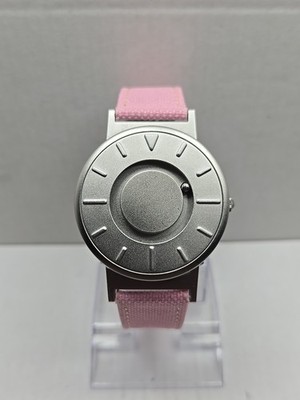 Eutour Magnetic Ball Bearing Pink Canvas Strap Womens Quartz Watch New Battery