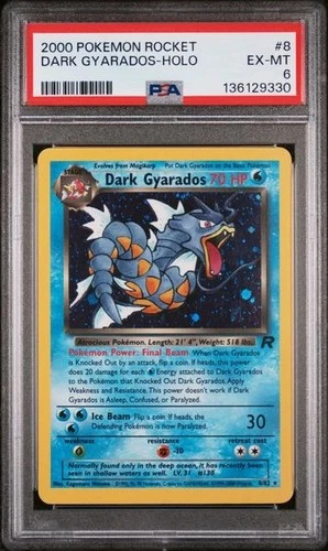 2000 Pokemon Team Rocket #8 Dark Gyarados Holo PSA 6 EX-MT
