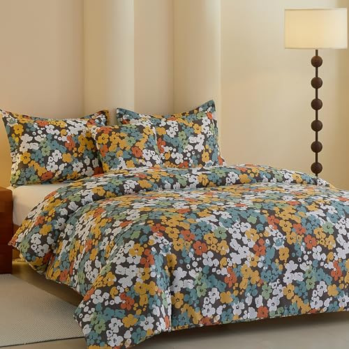 Floral Comforter Set, Black Botanical Flower Printed Twin Muti Floral