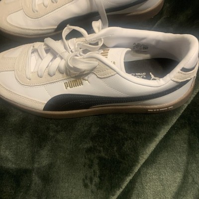 PUMA White Black Gum Low Top Leather Sneaker Lace Up Unisex Athletic Shoes