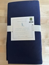 Pottery Barn Navy Blue Organic Cotton Toddler Bed Sheet Set NIP