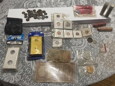 Vintage Collectable Lot Of Coins & Coin Holders US & Foreign Copper