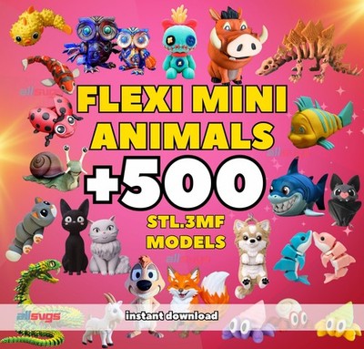 Flexi Animals STL & 3MF Pack | Articulated Animal 3D Print Files (FREE UPDATES)
