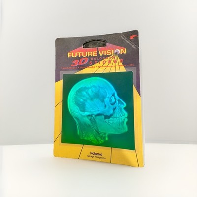 1993 Skull and Brain Polaroid Future Vision Hologram Sticker