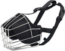 Stainless Steel Dog Muzzle Adjustable Durable Metal Wire Basket for L, Black