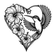 Hummingbird Heart Vector Illustration, Hummingbird SVG