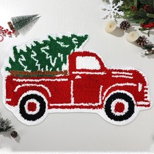 Christmas Bathroom Rug Water Absorbing Non Slip Xmas Doormat Truck 27.56 Inch