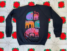 Vintage Laurel Burch Sweatshirt Adult Large 80s Abstract Art Cat California