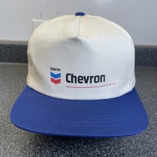 Vintage Chevron Oil Hat Cap SnapBack White Gas StationTrucker Logo Energy Fuel