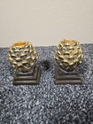New ListingPinecone Table Top Candle Holder Set Of Two Brass Finish