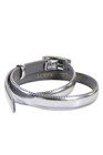 J Crew Women's Buckle Closure Leather Metallic Silver Skinny Belt Size S — photo 3