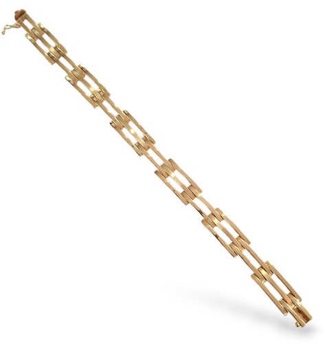 Pulsera Unisex de Oro Amarillo 18KT Semirígido con Placas Alternate - Imagen 4 de 5