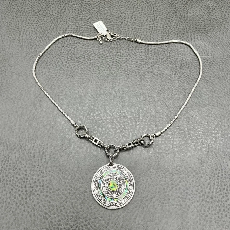 Collar colgante medallón lia sophia para mujer cadena de cristal abulón tono plata Foto 2 de 4