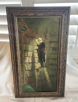 Vtg Carl Spitzweg ''The Bookworm'' Print Wood Carved Frame Windsor Art Product US