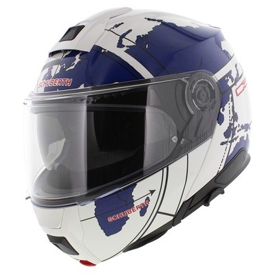 Schuberth C5 Globe Modular Motorcycle Helmet - gloss white blue