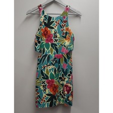 Zara Tropical Floral Cutout Dress /Romper Teal Women's Small Travel Vacation