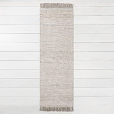 2'4" x 7' Bleached Jute Fringe Runner Gray - Hearth  Hand