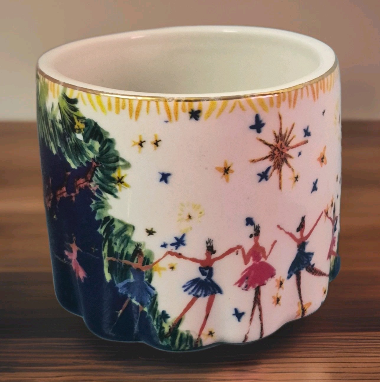 Anthropologie Pauline de Roussy de Sales Coffee Mug Dark Blue Christmas 2022 NEW