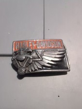 VINTAGE 1989 Motor Harley Davidson Cycles Born in the USA Biker Belt Buckle