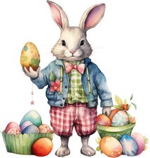 Colourful Easter Peter Rabbit Wall Art Bedroom Decor Vinyl Sticker Decal 6 Sizes