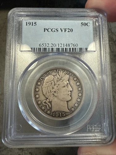1915 Barber Half Dollar PCGS VF20 Premium Quality Key Date