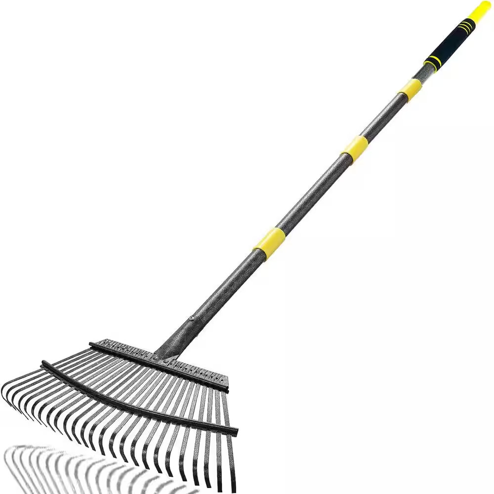 72.83 In. Garden Leaf Rake, Heavy Duty Steel Lawn Rake with 25 Metal Tines, 18.5