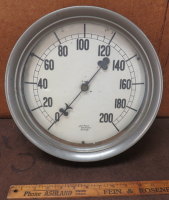 #ad #ad HUGE 12 inch Old Jas P Marsh Chicago 200 Pressure Gauge Clover Leaf Hand rare $475.00