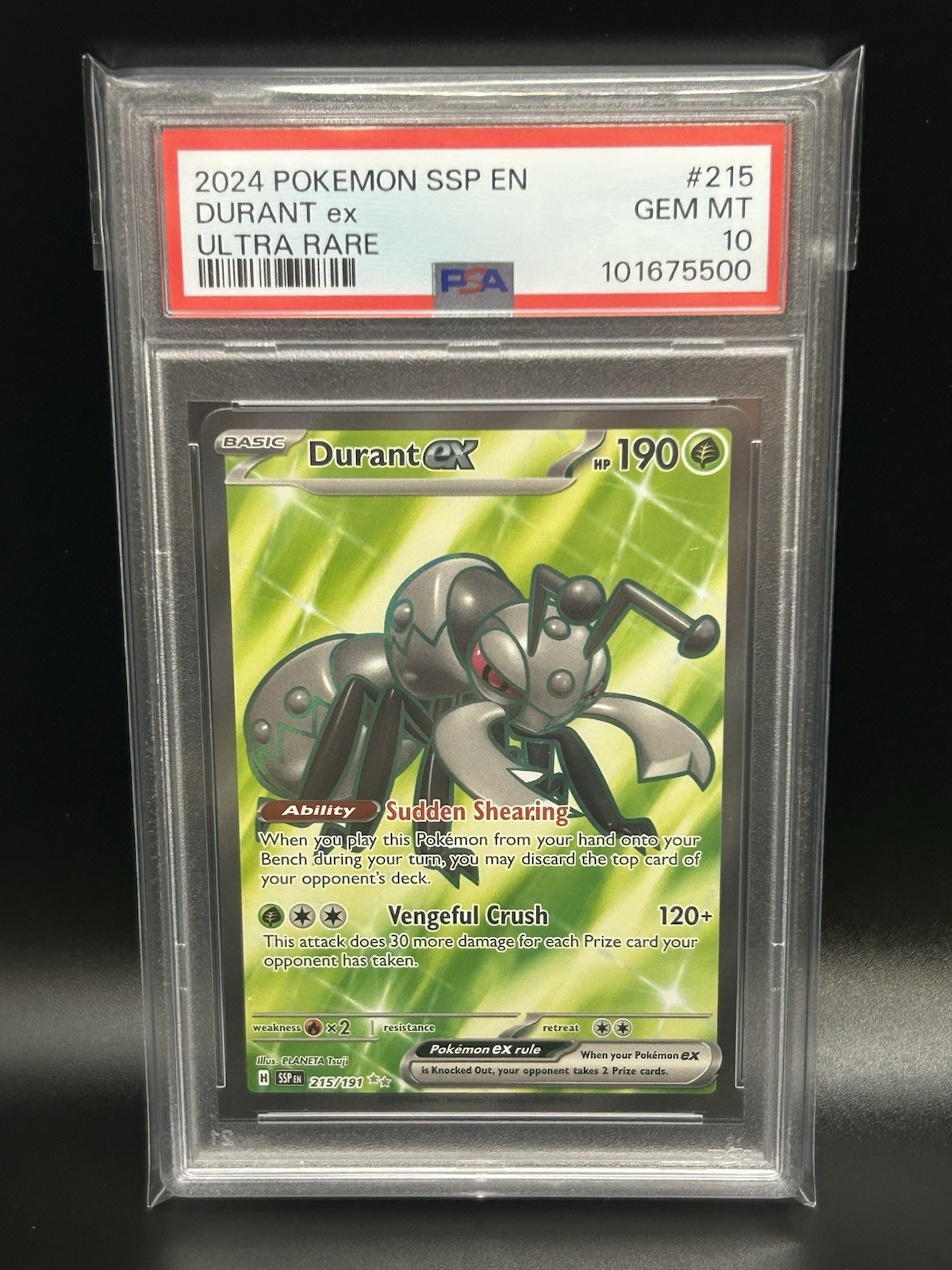 2024 Pokemon Surging Sparks Durant EX #215 Ultra Rare PSA 10 Card GEM MINT