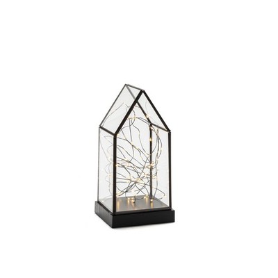 Konstsmide Weihnachtsbeleuchtung  LED Glaslaterne mit Spitze Holzfundament