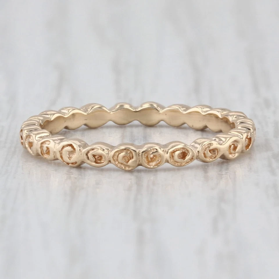 Authentic Pandora Small Roses Ring 150102 14k Yellow Gold Stackable Band 7.25 55 - Image 2 of 4