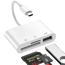 SD Card Reader, USB C Micro Memory 11.8 x 5.2 x 1 cm, White