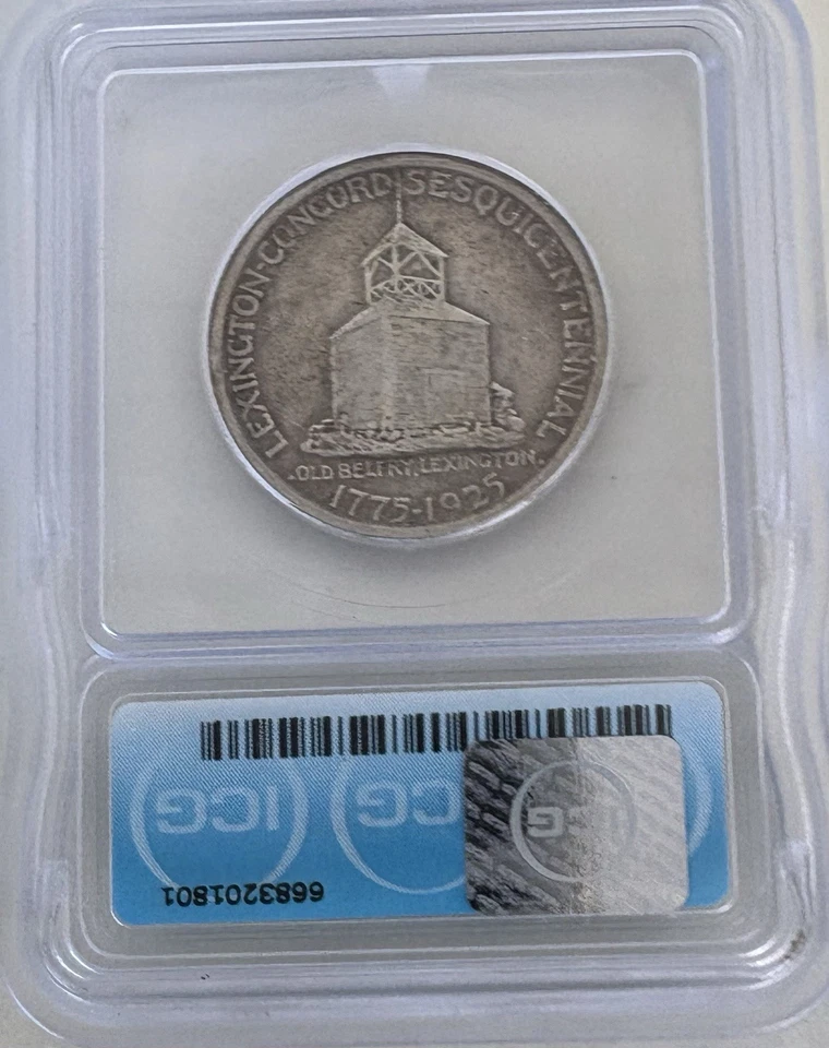 1925 Lexington Commemorative Silver Half Dollar 50C About Uncirculated ICG AU50 - Image 3 of 4