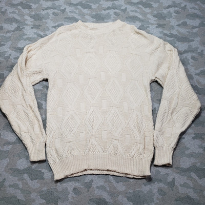 Vintage Steeple Chase Sweater Mens Large Beige Made USA Knit