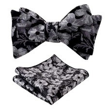 2 PCS Mens Classic Floral SelfTied Bow Tie Handkerchief Set Formal Tuxedo