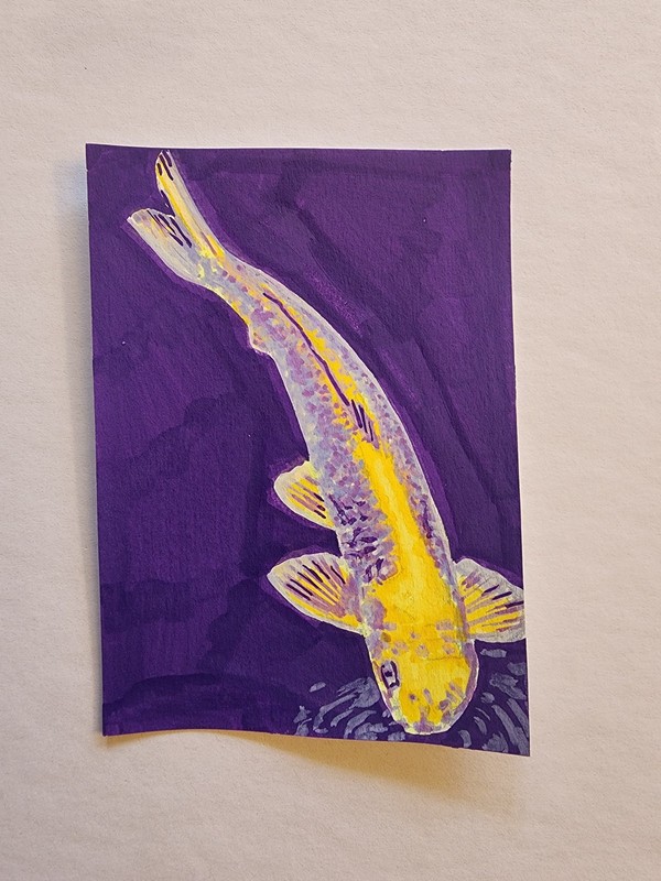 ACEO Original Abstract Acrylic Painting of a Koi Fish by Kiva