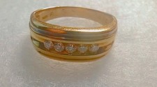 VINTAGE MENS SOLID 14K YELLOW GOLD BAND RING With DIAMONDS size 11 1/4  444 