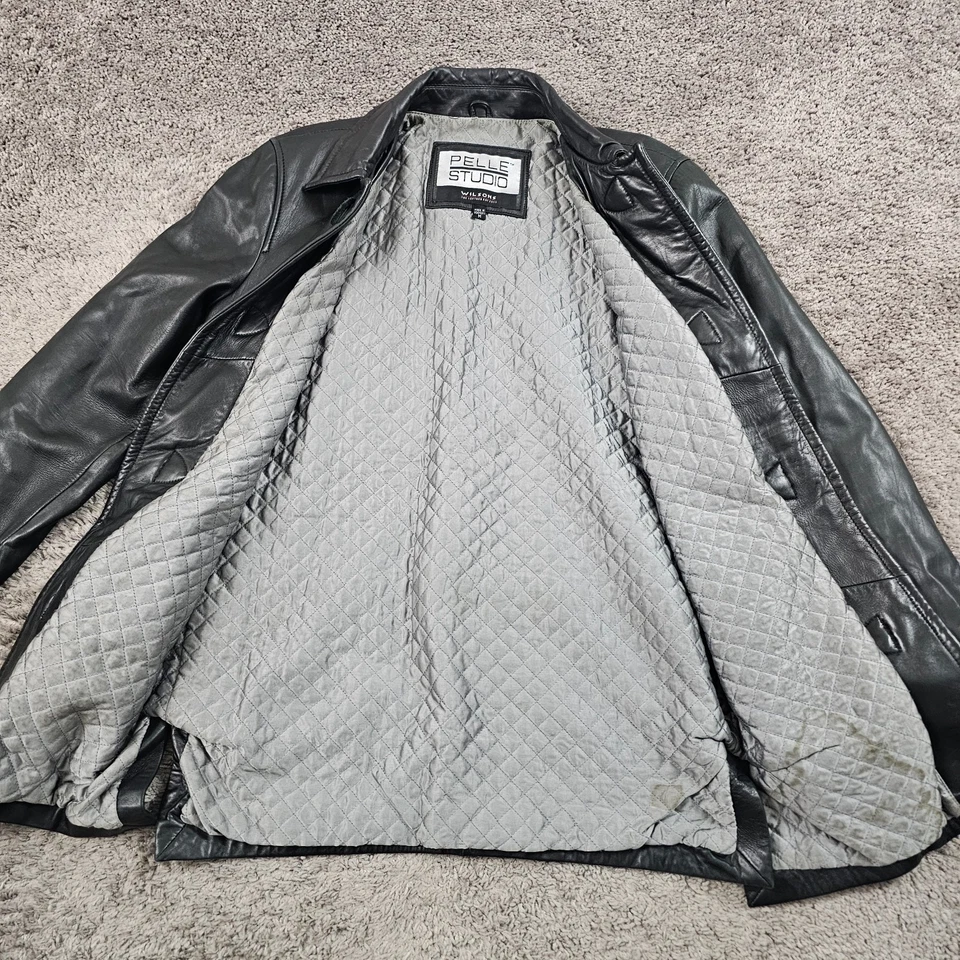 Куртка мужская Pelle Studio средний размер M черная Wilsons кожаная на пуговицах пальто - Изображение 2 из 4